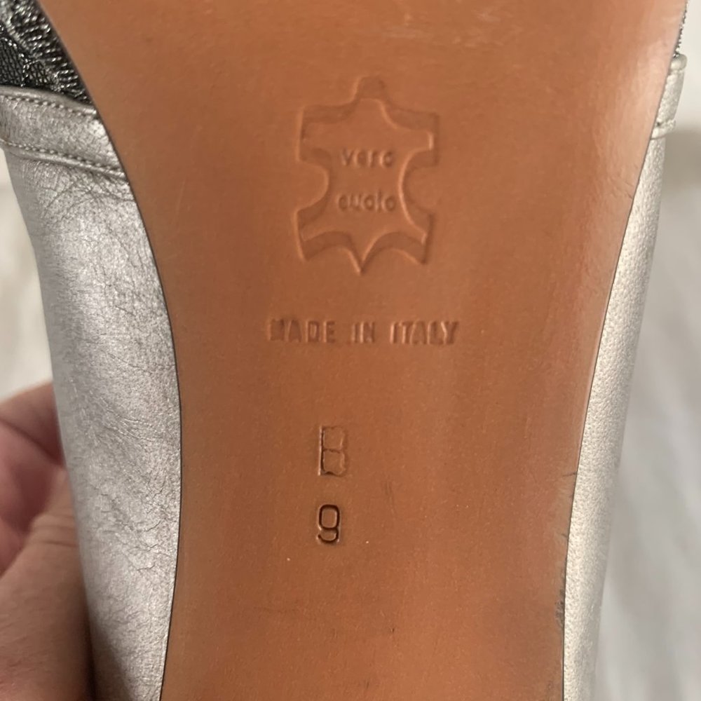 Versani Heels Silver with Mesh Peep Toe Vintage Size 9, Made in Italy - Picture 3 of 14